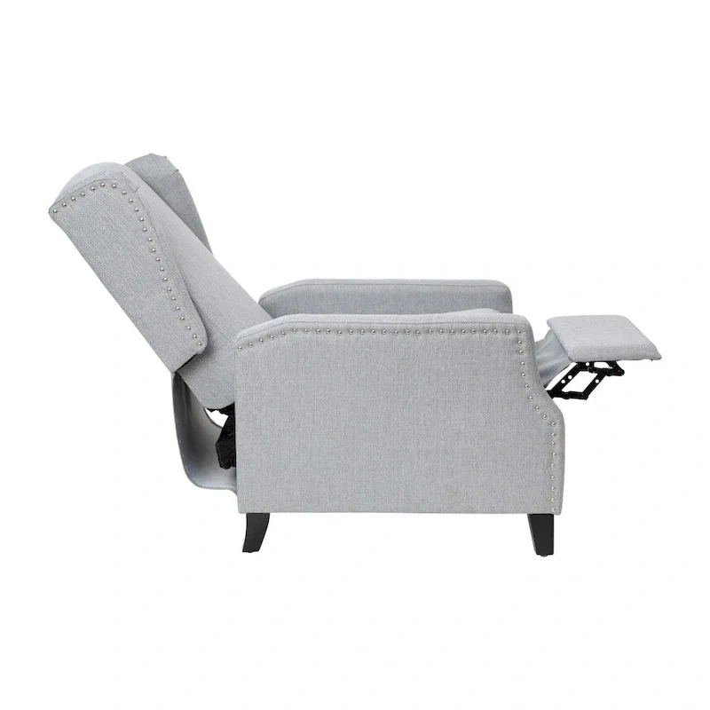 Push Back Wing Back Pocket Spring Recliner with Side Accent Nail Trim