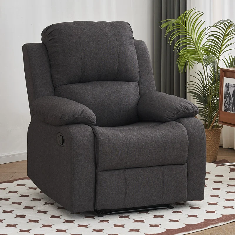 Luxurious Black Leather Manual Recliner with Lumbar Support