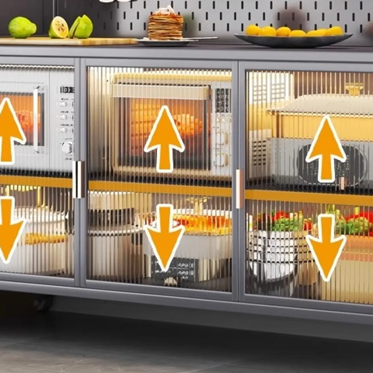 Modern Metal Adjustable Shelving Narrow Sideboard