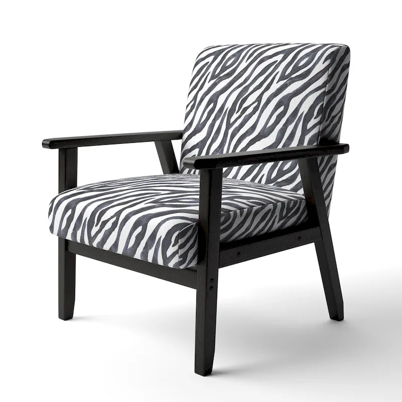 Designart Zebra Striped  Upholstered Cabin & Lodge Accent Chair and Arm Chair