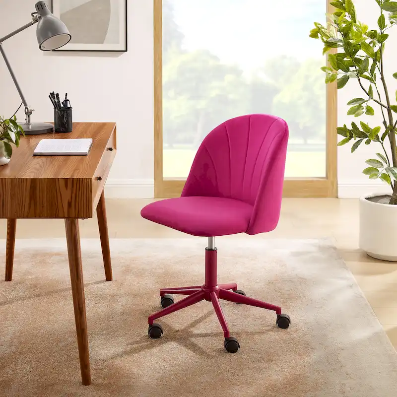 Aubrie Velvet Curved Swivel Desk Chair