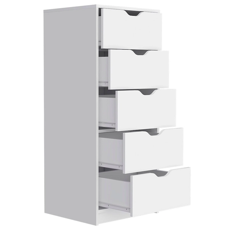 Basilea Narrow Dresser with 5 Drawers, White