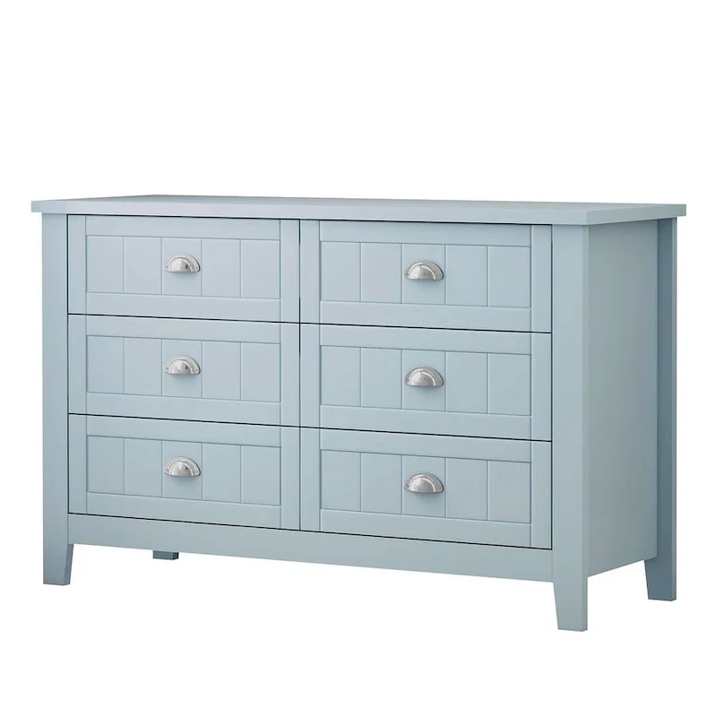 Modern Drawer Dresser with Solid Wood Frame and Retro Shell Handle