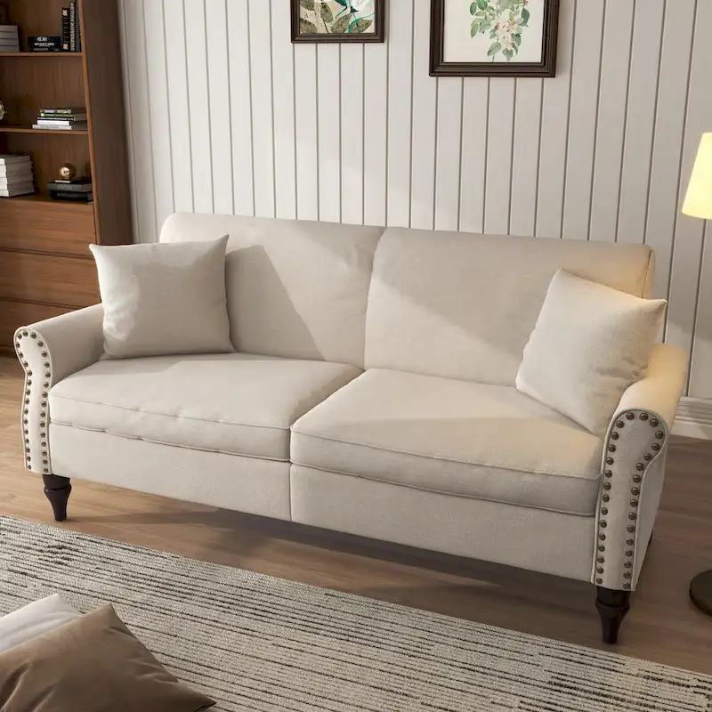 Modern 73 Nailhead Trim Loveseat Sofa