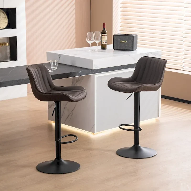 Bar Stools Set of 2 Counter Height Adjustable with Backrest Bar Chairs for Kitchen Island