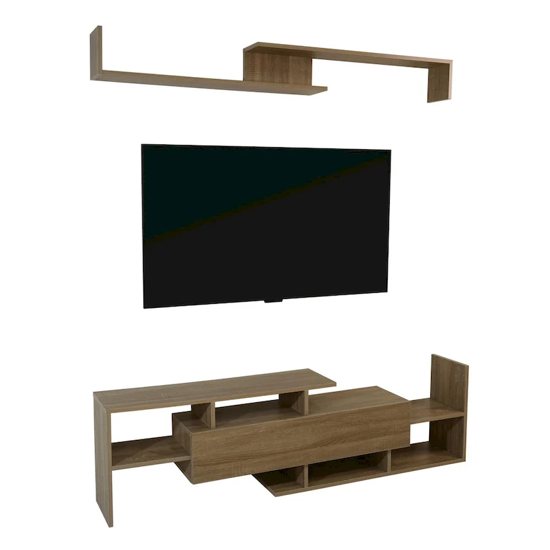 Surrey 60.2  2 Pc 1-Drawer Floating TV Stand Media Console with Open Shelves