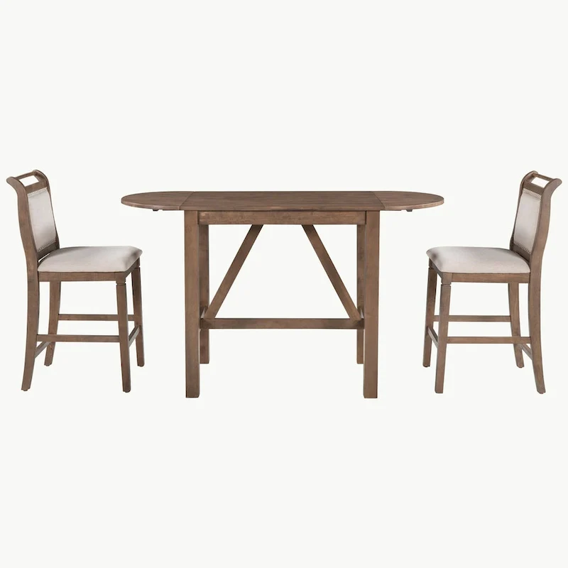 3-Piece Drop Leaf Dining Table Set with 2 Chairs