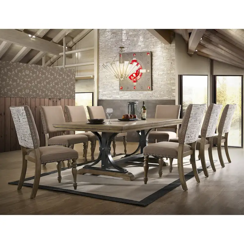 Roundhill Furniture Birmingham 9-piece Removable Leaf Dining Table Set
