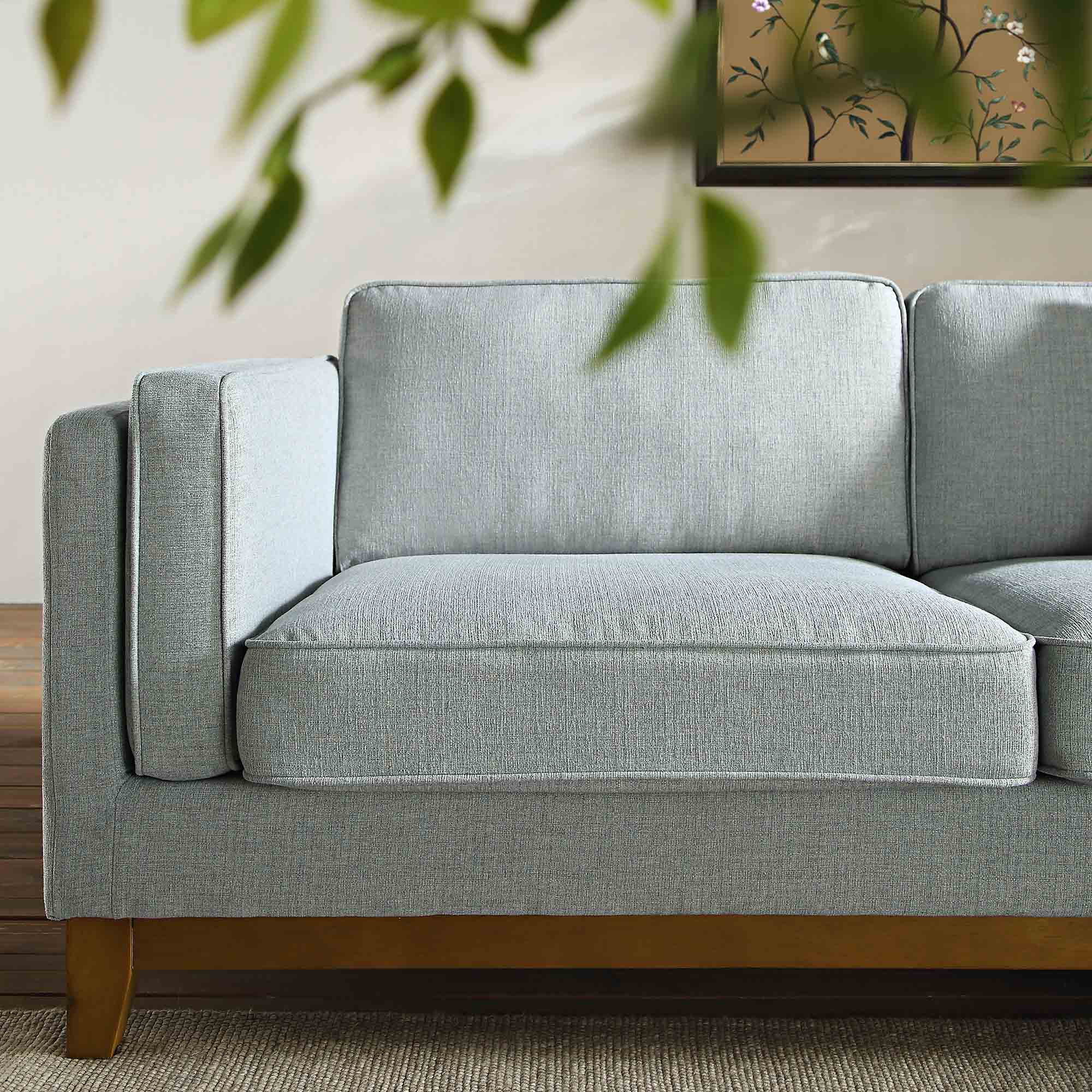 Sage Woven Fabric Sofa, Grande Chaise Sofa Right Hand Facing
