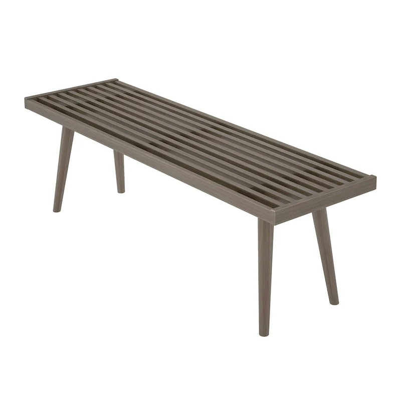 Mid Century Double Wood Entryway Bench - 56.3 L x 16.5 W x 17.5 H