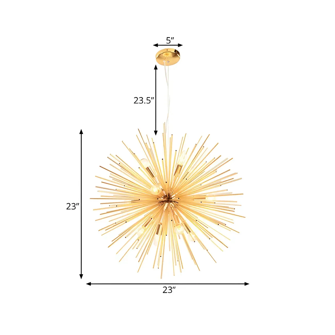 Modern Metal Round Gold Starburst Chandelier
