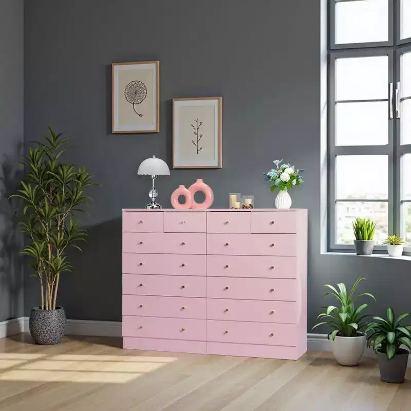 Karl Home 7-Drawer Gray Particle Board 25.98in. W Chest of Drawer