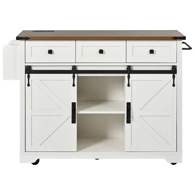 Kitchen Island with Power Outlet and Drop Leaf tabletop