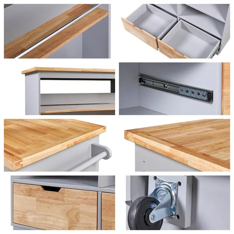 Rolling Kitchen Island Kitchen island Cart Spice Rack Kitchen Cart - 46.00L * 21.70W * 35.62H