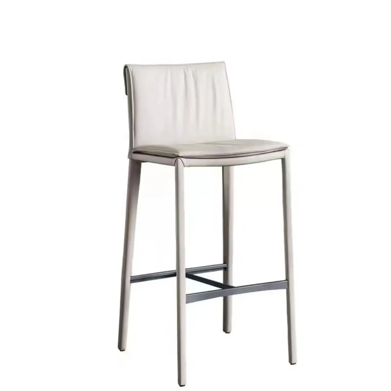 Modern 4-Leg Trestle Footrest Low Back Bar Stools