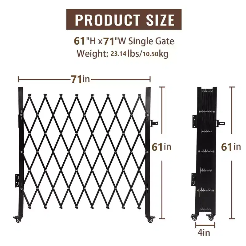 Expandable Folding Baby Safety Gate  Portable Expandable Steel Accordion Barrier with 360 Rolling Wheel  Ideal for Doorways, Stairs, Courtyards