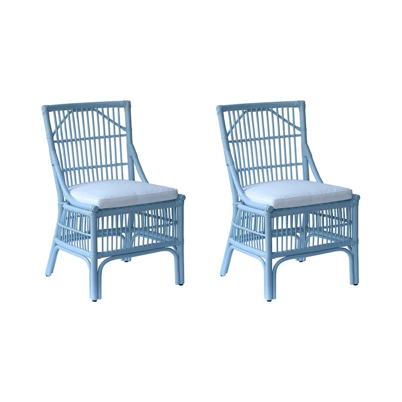 Rattan Slat Back Cushioned Dining Chairs, Set of Two by East at Main