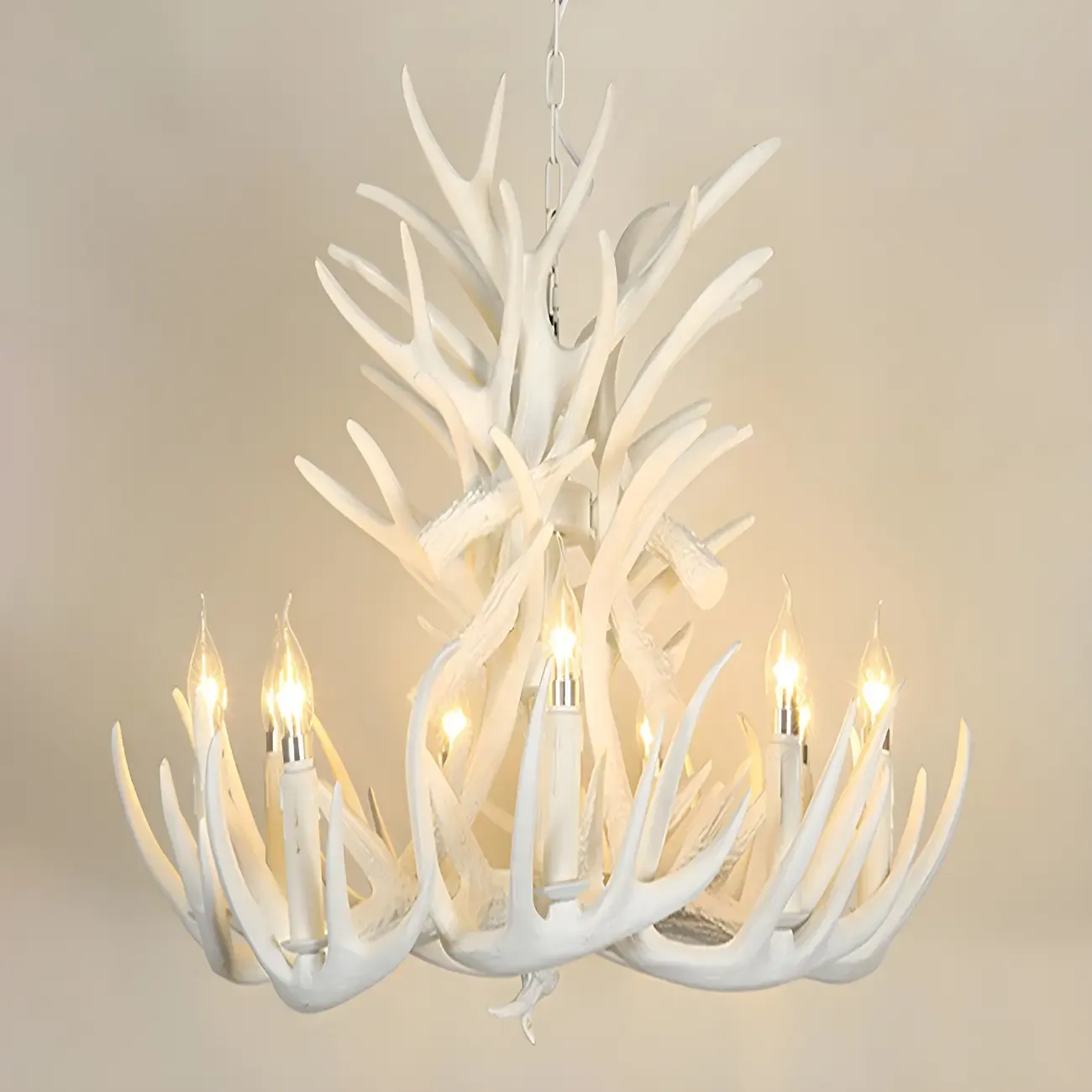 Rustic Large Antler Candelabra Chandelier with 2 Tiers