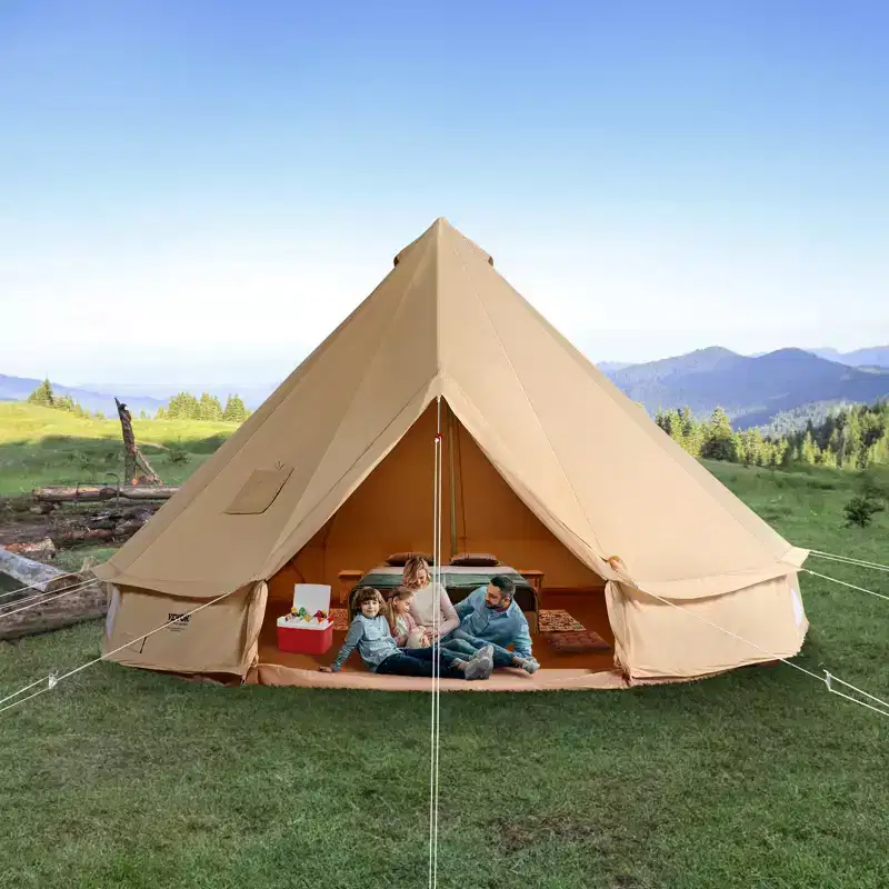 VEVOR Canvas Bell Tent, 4 Seasons 4 m/13.12 ft Yurt Tent, Canvas Tent for Camping with Stove Jack, Breathable Tent Holds up to 6 People