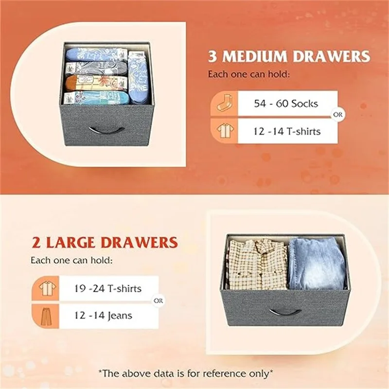 5-Drawer Fabric Dresser with Steel Frame