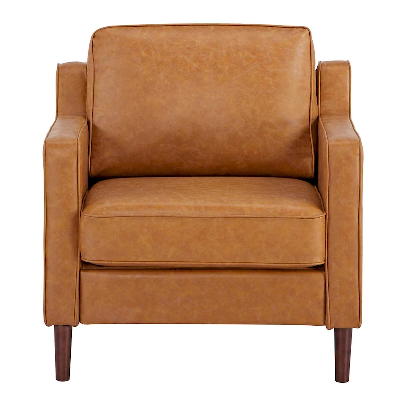 Sedona Modern Accent Chair, Faux Linen / Vegan Leather Armchair