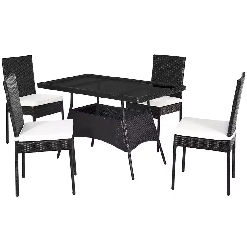 Costway 10PCS Patio Rattan Dining Set Cushioned Chair Table with Glass Top Garden Furniture