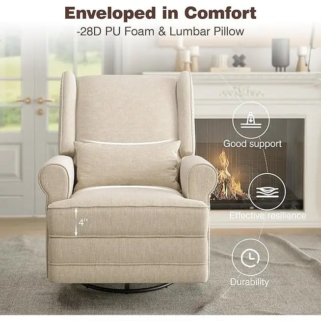 Swivel Recliner Chair with Extra Large Footrest, Grey