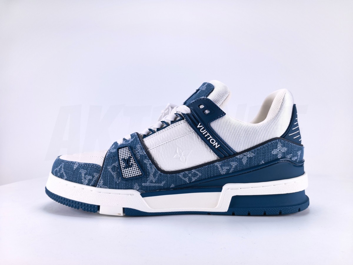 LV Trainer Monogram Denim White Blue - Aktrende
