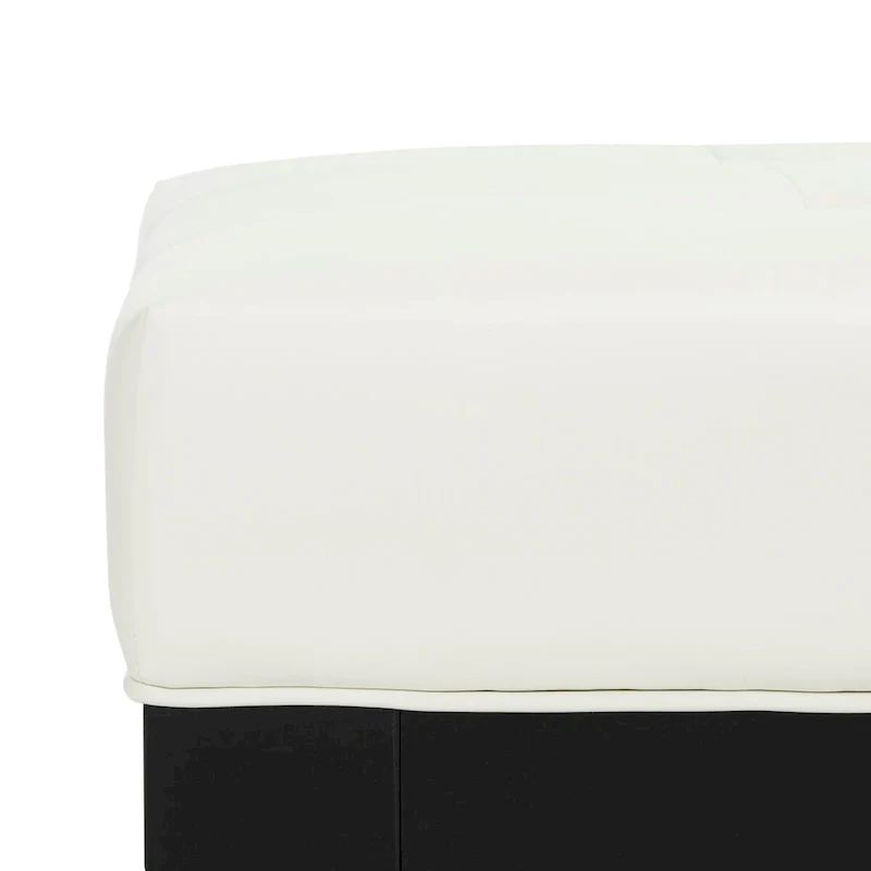 Perri Square White Leather Ottoman