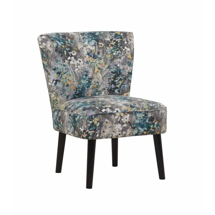 Armless Accent Side Chair with Solid Wood Legs, Espresso Finish