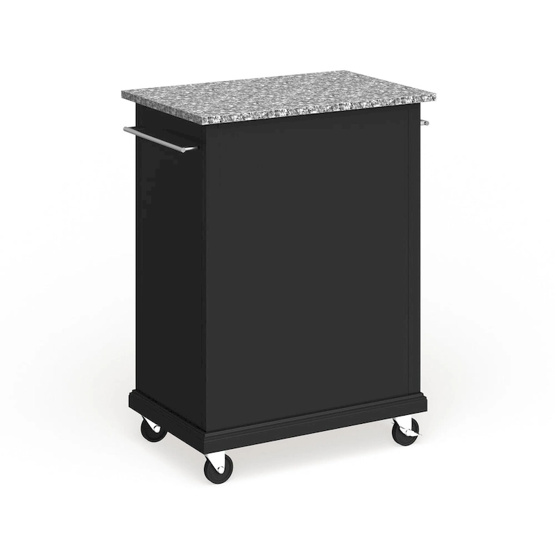 Crosley Compact Gray Granite Top Cart/ Island in Black Finish - 18d x 31w x 35.5h