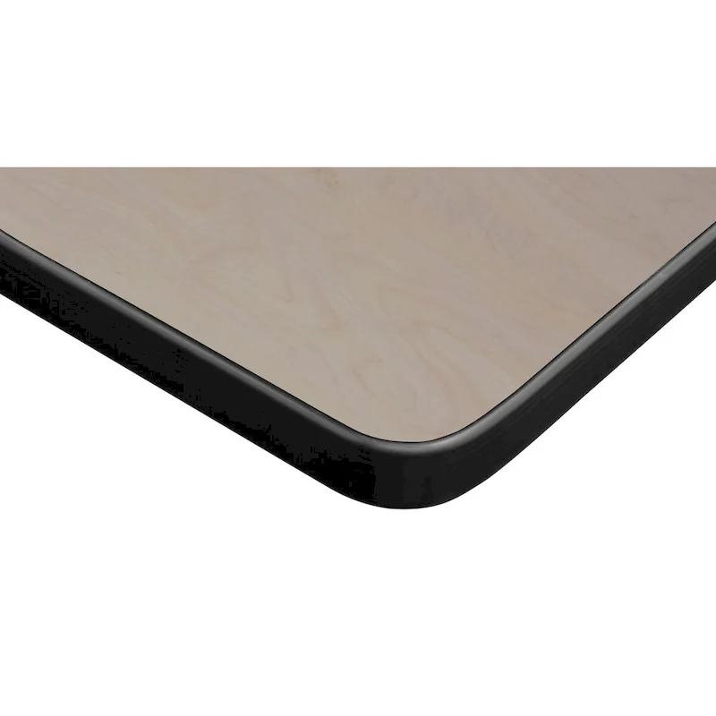 Kahlo 48  Square Breakroom Table- Maple/ Black & 4 Restaurant Stack Chairs- Black