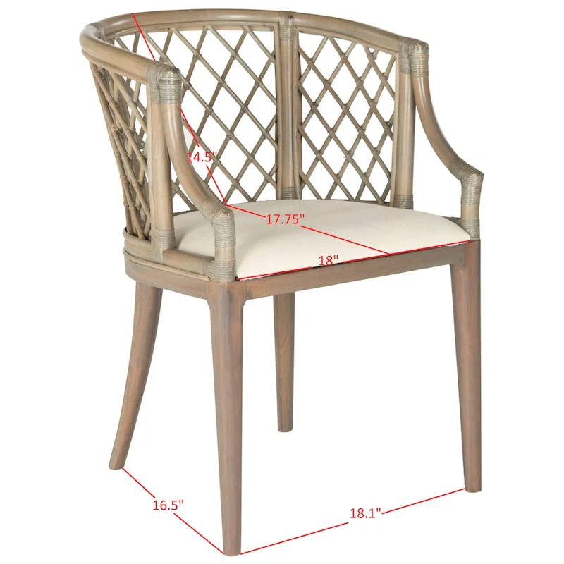 Theona Rattan Lattice Arm Chair - 22.3W x 23L x 31.3H - 22Wx23Dx31H