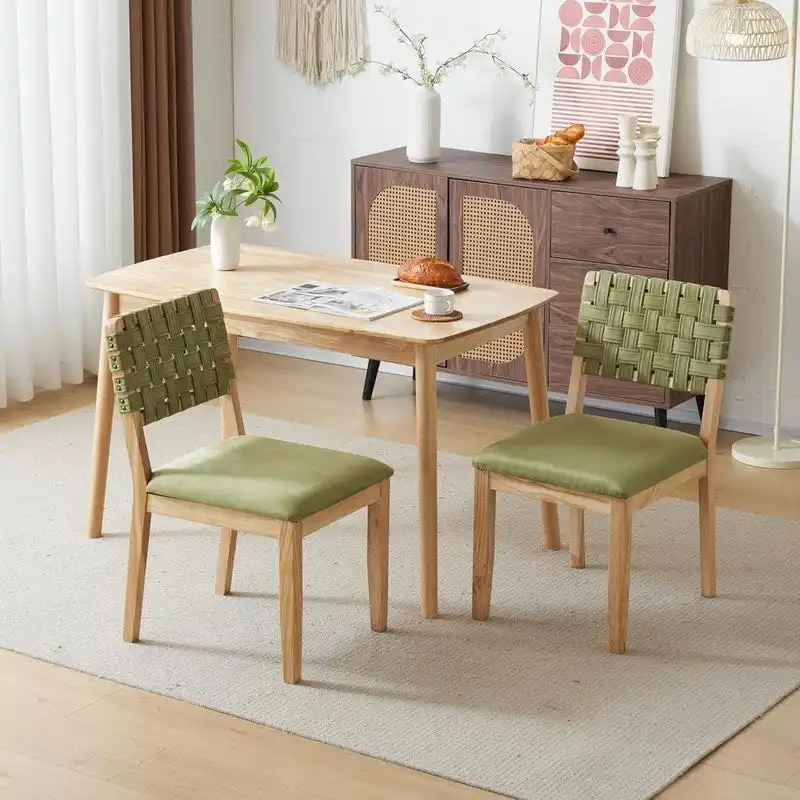 Mid Century Modern Wooden Dining Chairs Set of 2