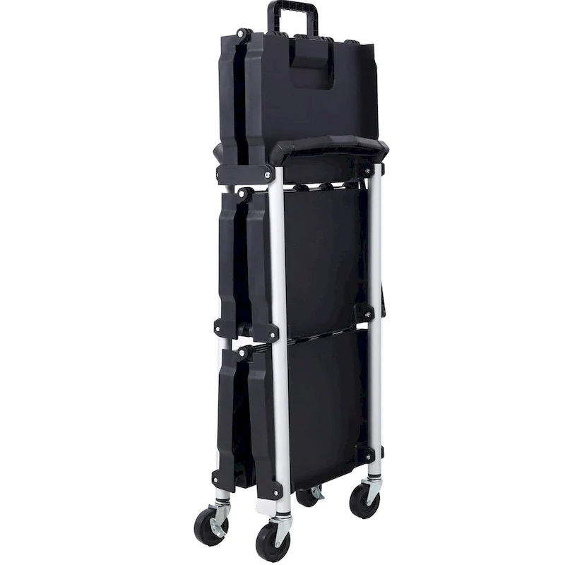 3-Tier Folding Collapsible Service Cart, 50 Lb Load Capacity per Shelf - 25.6Lx15.4Wx32.7H