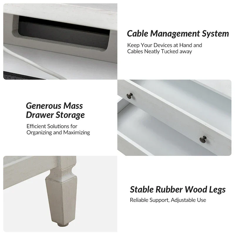 2-Drawer Nightstand with Built-In Charging Station and Pull-Out Tray