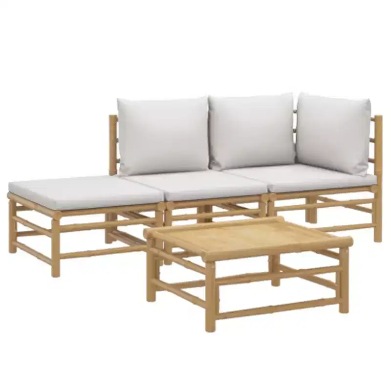 vidaXL Garden Lounge Set, Bamboo Bamboo, Fabric (100% polyester)