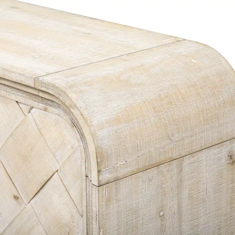 Curved Entrance Cabinet Sideboard Buffet Storage Cabinet / 4 Doors Accent Cabinet for Hallways Living Rooms