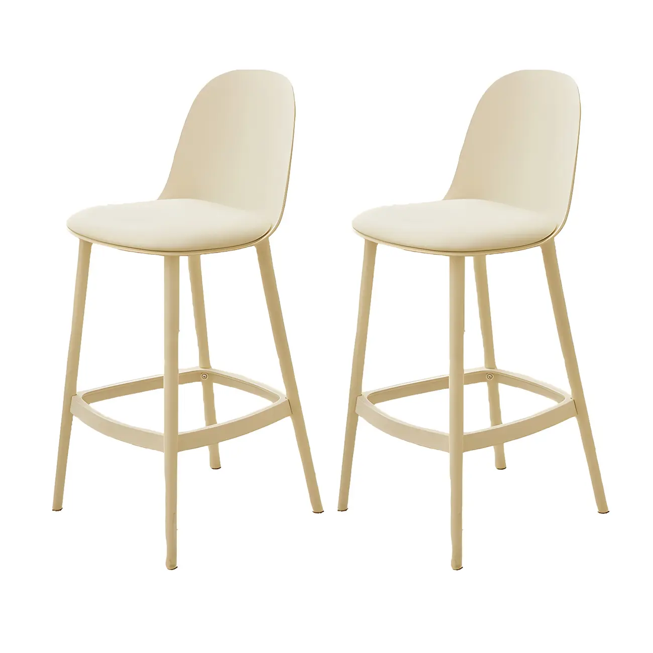 Modern Plastic Upholstered Bar Stool with Footrest
