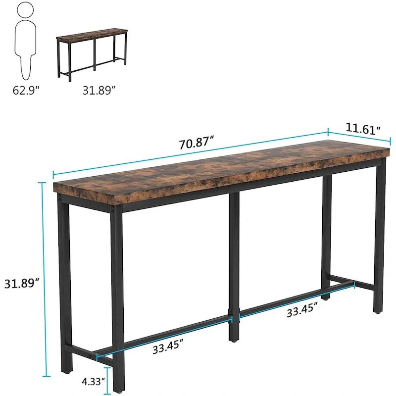 70.9 inch Extra Long Console Table Behind Sofa Couch, Narrow Entryway Table