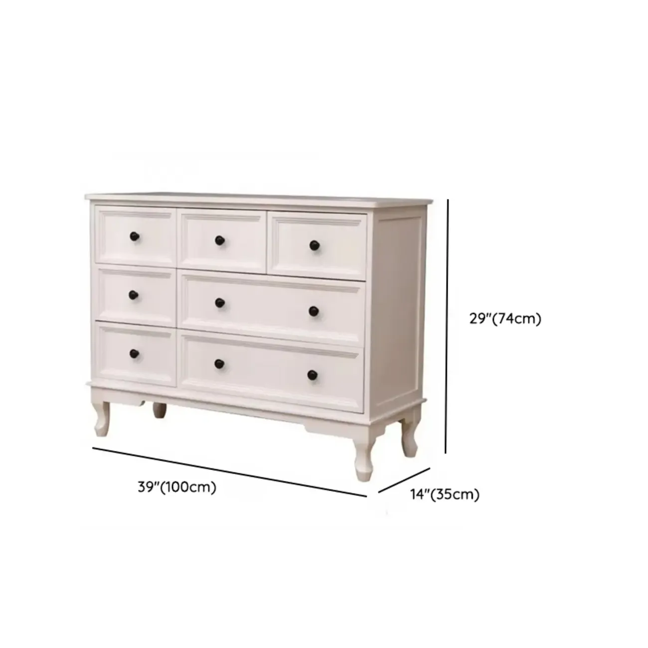 Elegant Wooden 9-Drawer White Dresser with Metal Handle