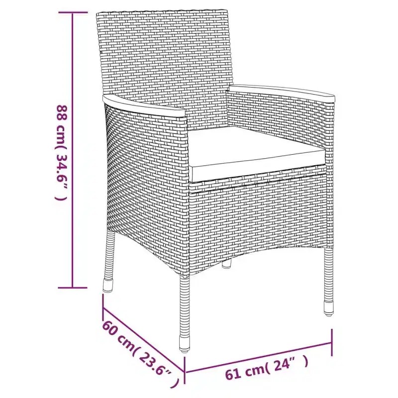 vidaXL Garden Bistro Set Poly Rattan Medium Modern Bistro Set