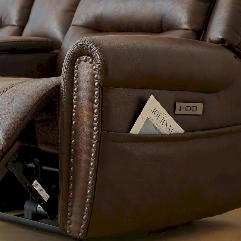 Power Sofa Loveseat Recliner Adjustable Headrest High Back Nailhead