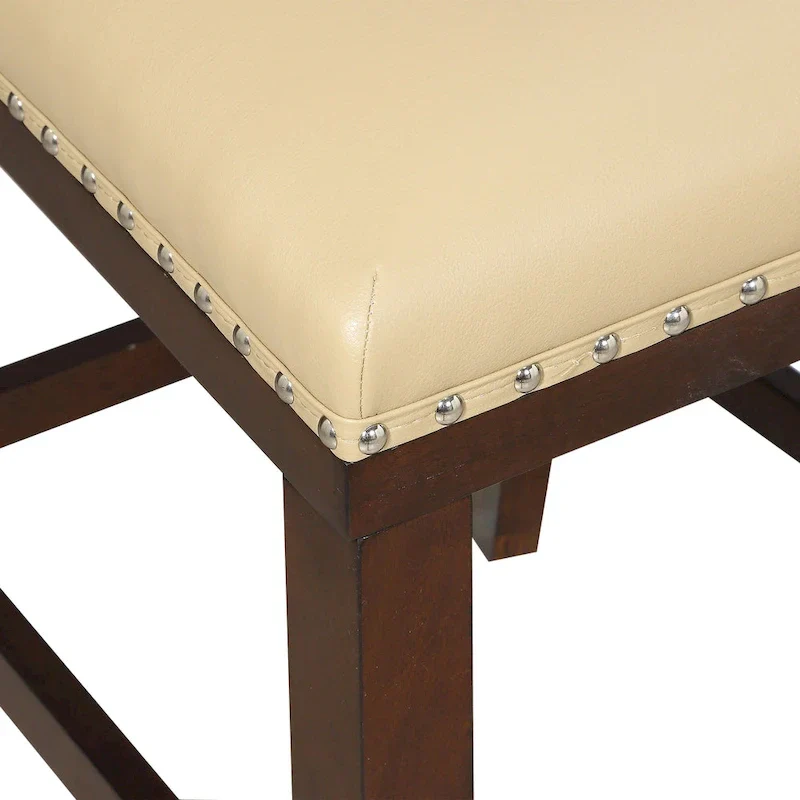 Wood and Faux Leather Bar Stool