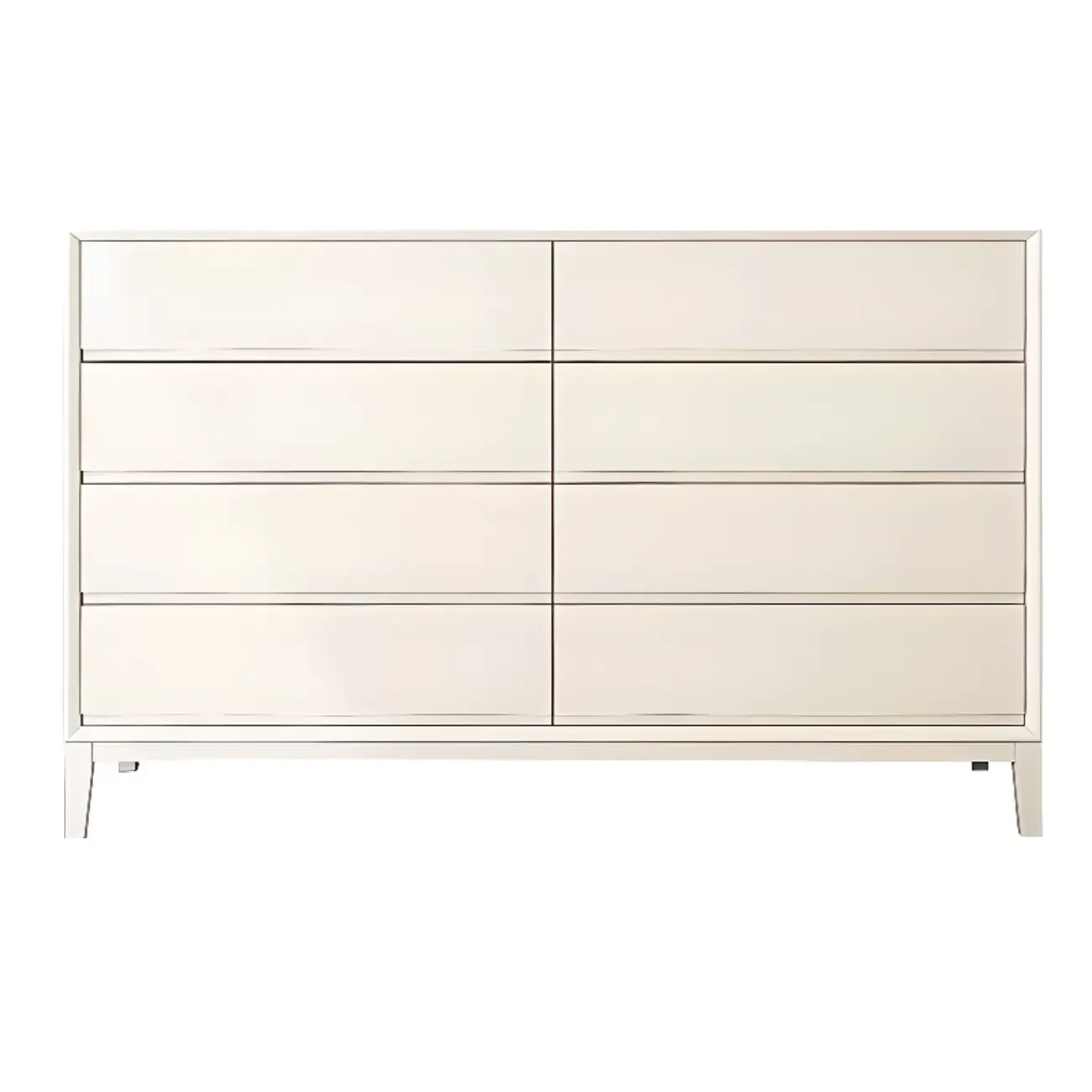 Modern White Wooden Double Dresser with Soft-Close Drawers