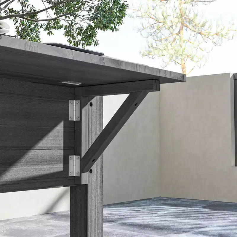 Outsunny Raised Garden Bed, Wood Elevated Planter Box with Side Table, Bottom Shelf, Bed Liners and Drainage Holes