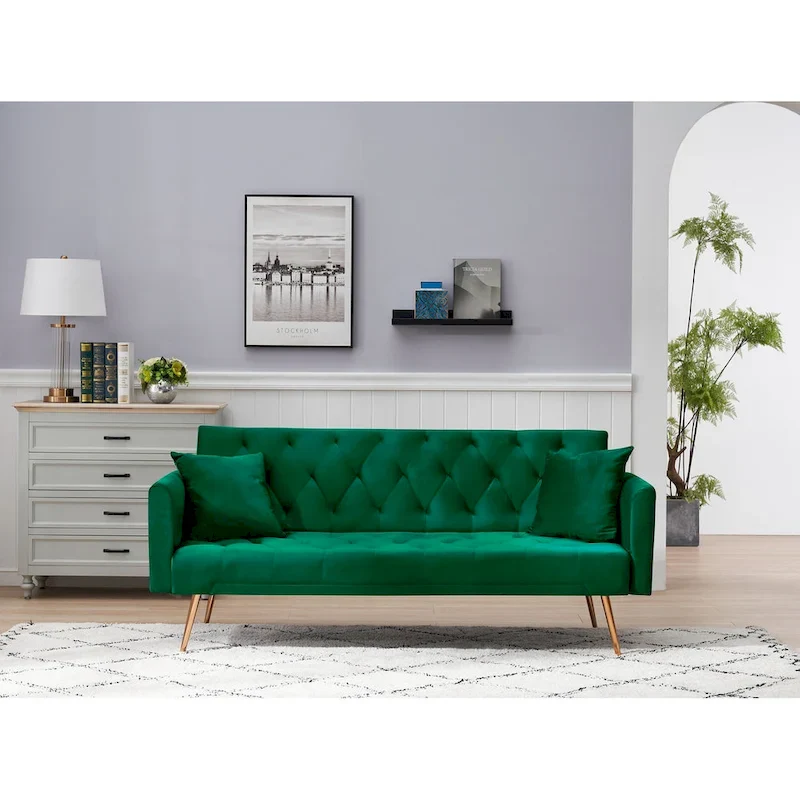 Pink / Green / Blue / Beige 2-Seat Convertible Sofa Bed