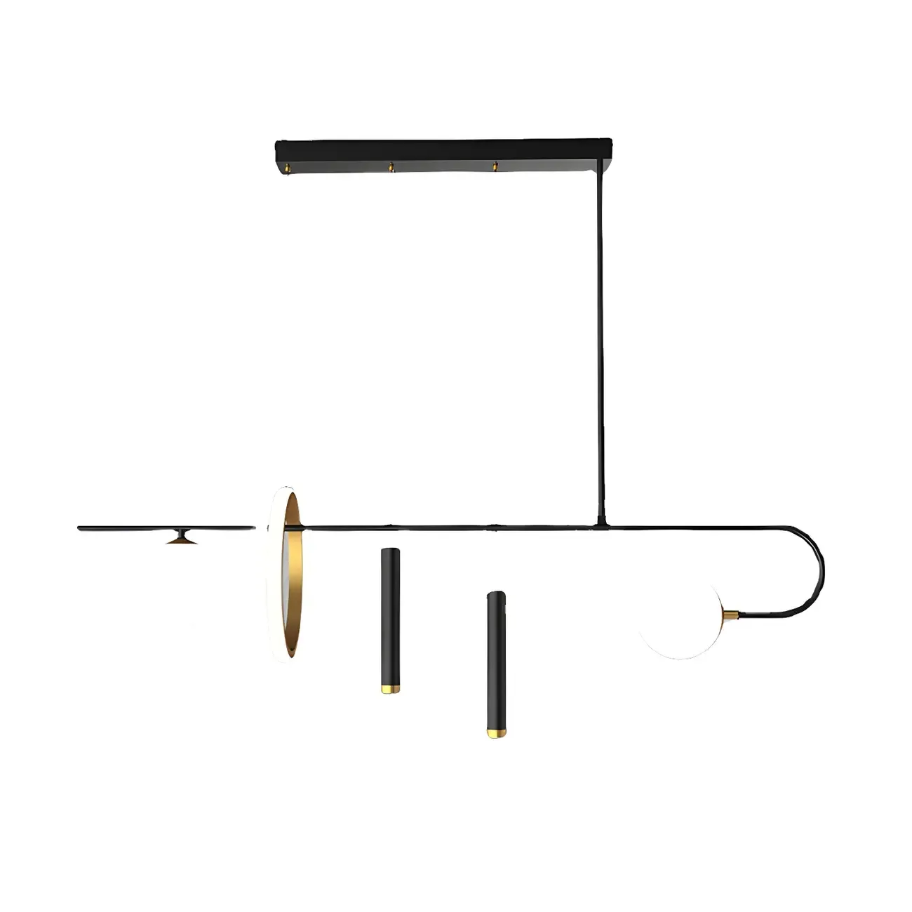 Modern Black LED Linear Kitchen Island Chandelier