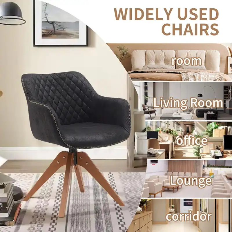 Suede Swivel Armchair Office Accent Arm Chair