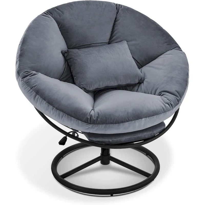 MCombo Gas Lift Swivel Papasan Chair with Height Adjustment, Velvet HQ405